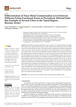 Differentiation of Trace Metal Contamination Level