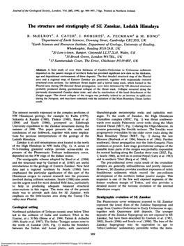 The Structure and Stratigraphy of SE Zanskar, Ladakh Himalaya