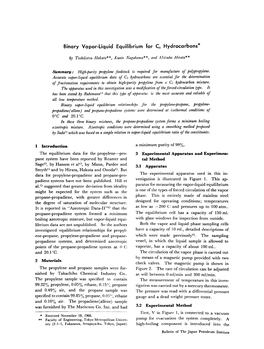 Binary Vapor-Liquid Equilibrium for C3 Hydrocarbons* By