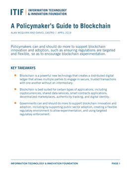 A Policymaker's Guide to Blockchain