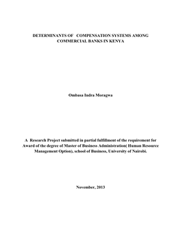 Determinants of Compensation Systems Among Commercial Banks in Kenya