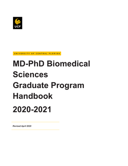 MD-Phd Biomedical Sciences Graduate Program Handbook 2020-2021