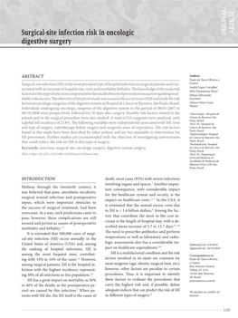 Surgical-Site Infection Risk in Oncologic Digestive Surgery