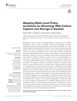 Mapping Multi-Level Policy Incentives for Bioenergy with Carbon Capture and Storage in Sweden