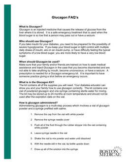 Glucagon FAQ's