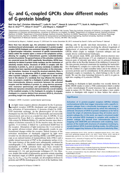 Gi- and Gs-Coupled Gpcrs Show Different Modes of G-Protein Binding