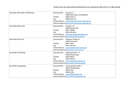 Verzeichnis Der Angehörigen Gemeinden Des Landkreises Neustadt A.D.Waldnaab