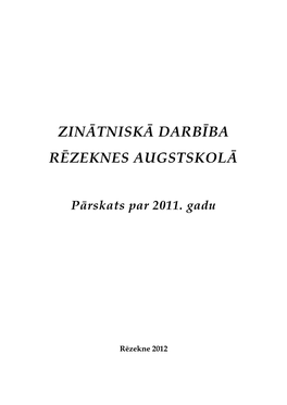 Zinātniskā Darbība Rēzeknes Augstskolā