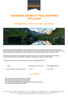 CHAMONIX ZERMATT TRAIL RUNNING Self-Guided
