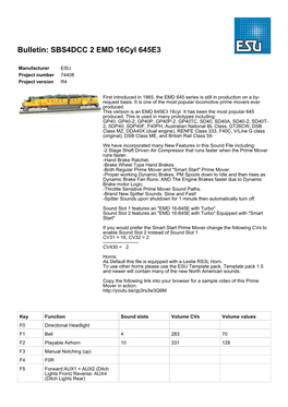 Bulletin: SBS4DCC 2 EMD 16Cyl 645E3