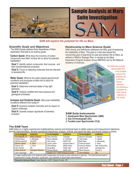 Sample Analysis at Mars Suite Investigation