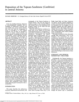 Deposition of the Tapeats Sandstone (Cambrian) in Central Arizona
