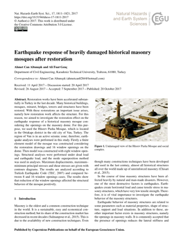 Earthquake Response of Heavily Damaged Historical Masonry Mosques After Restoration