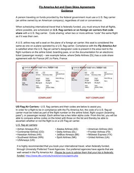 Fly America Act and Open Skies Agreements Guidance