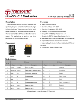 Microsdhc10 Card Series