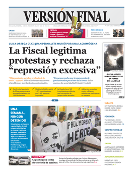 La Fiscal Legitima Protestas Y Rechaza “Represión Excesiva”