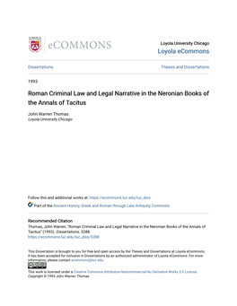 Roman Criminal Law and Legal Narrative in the Neronian Books of the Annals of Tacitus