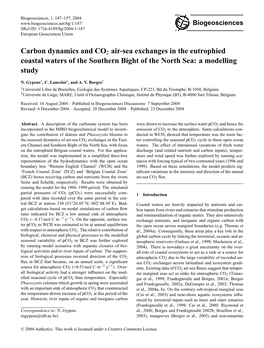 Carbon Dynamics and CO2 Air-Sea Exchanges in the Eutrophied Coastal Waters of the Southern Bight of the North Sea: a Modelling Study