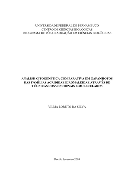 Universidade Federal De Pernambuco Centro De Ciências Biológicas Programa De Pós-Graduação Em Ciências Biológicas