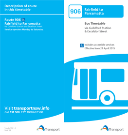 906 Parramatta Route 906 Fairfield to Parramatta Bus Timetable Via Guildford Station and Excelsior Street