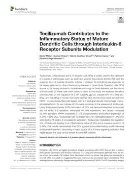 Tocilizumab Contributes to the Inflammatory Status of Mature Dendritic Cells Through Interleukin-6 Receptor Subunits Modulation