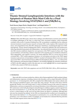 Thymic Stromal Lymphopoietin Interferes with the Apoptosis of Human Skin Mast Cells by a Dual Strategy Involving STAT5/Mcl-1 and JNK/Bcl-Xl