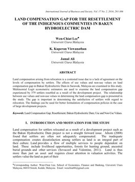 Land Compensation Gap for the Resettlement of the Indigenous Communties in Bakun Hydroelectric Dam