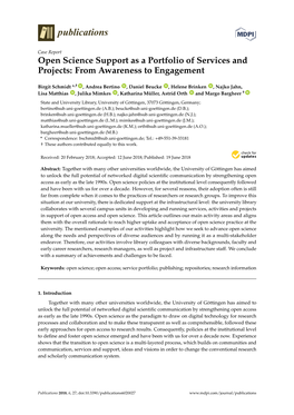 Open Science Support As a Portfolio of Services and Projects: from Awareness to Engagement