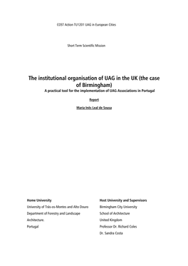 The Case of Birmingham) a Practical Tool for the Implementation of UAG Associations in Portugal