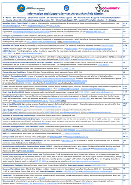 Information and Support Services Across Mansfield District