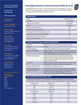 Buckingham Browne & Nichols School Profile 2019-20