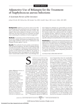 Adjunctive Use of Rifampin for the Treatment of Staphylococcus Aureus Infections: a Systematic Review of the Literature