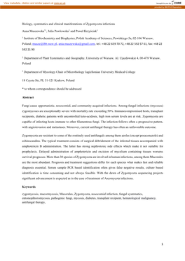 Biology, Systematics and Clinical Manifestations of Zygomycota Infections