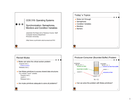 Synchronization: Semaphores, Monitors, and Condition Variables