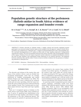 Population Genetic Structure of the Perlemoen Haliotis Midae in South Africa: Evidence of Range Expansion and Founder Events