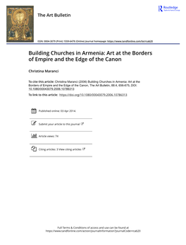 Building Churches in Armenia: Art at the Borders of Empire and the Edge of the Canon