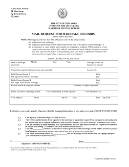 Mail Request for Marriage Records