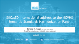 SNOMED International Address to the NCVHS Semantic Standards Harmonization Panel
