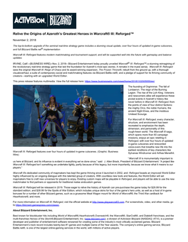 Relive the Origins of Azeroth's Greatest Heroes in Warcraft® III