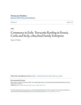 Terracotta Roofing in Etruria, Corfu and Sicily, a Bacchiad Family Enterprise Nancy A