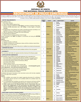 Recruitment of Police Constables