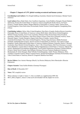 Chapter 3: Impacts of 1.5ºC Global Warming on Natural and Human