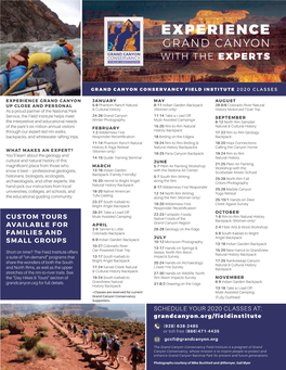 Grand Canyon Conservancy Field Institute 2020 Classes