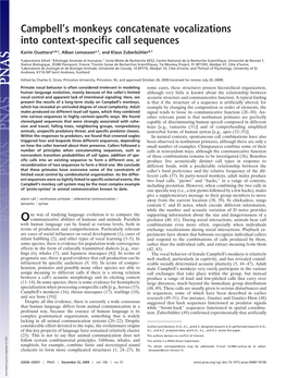 Campbell's Monkeys Concatenate Vocalizations Into Context-Specific