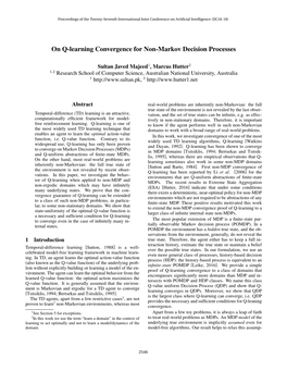 On Q-Learning Convergence for Non-Markov Decision Processes