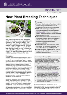 New Plant Breeding Techniques