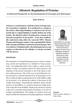 Allosteric Regulation of Proteins a Historical Perspective on the Development of Concepts and Techniques