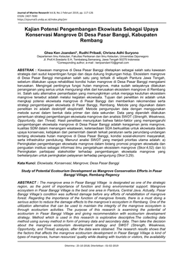 Kajian Potensi Pengembangan Ekowisata Sebagai Upaya Konservasi Mangrove Di Desa Pasar Banggi, Kabupaten Rembang