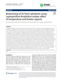 Bioleaching of Zn from Sphalerite Using Leptospirillum Ferriphilum Isolate