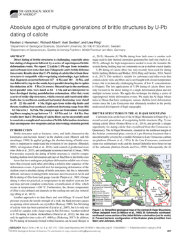 Absolute Ages of Multiple Generations of Brittle Structures by U-Pb Dating of Calcite